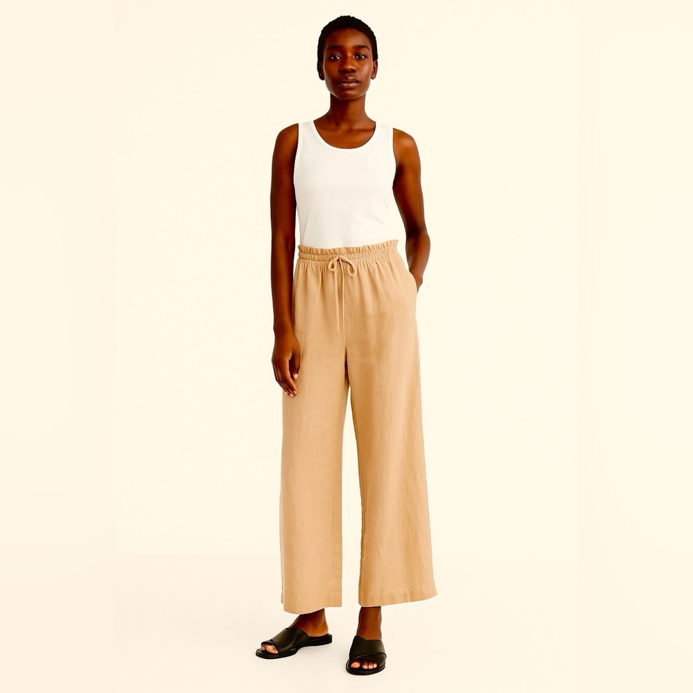 H&M Divided Beige Linen Blend Wide Leg Pants Size M